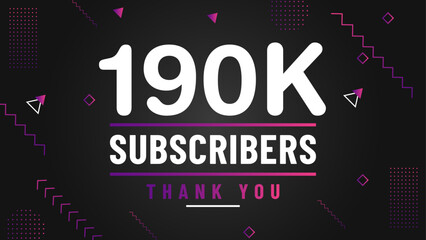 Thank you 190k subscriber congratulation template banner. 190k celebration subscribers template for social media