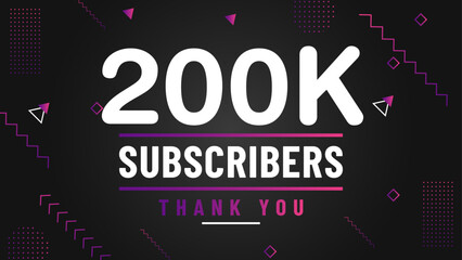 Thank you 200k subscriber congratulation template banner. 200k celebration subscribers template for social media