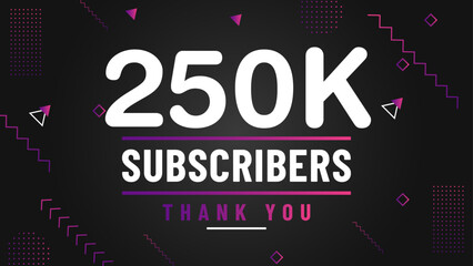 Thank you 250k subscriber congratulation template banner. 250k celebration subscribers template for social media