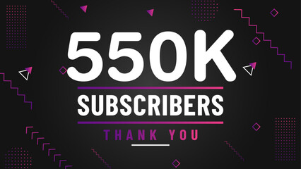 Thank you 550k subscriber congratulation template banner. 550k celebration subscribers template for social media