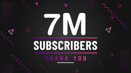 Thank you 7 million subscriber congratulation template banner. 7 million celebration subscribers template for social media