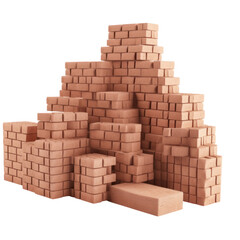 Stack of brick wall PNG Cutout, Generative AI