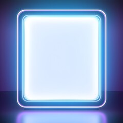 Futuristic neon square frame glowing in cool blue tones on a sleek dark background