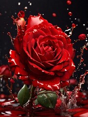 red rose splashes