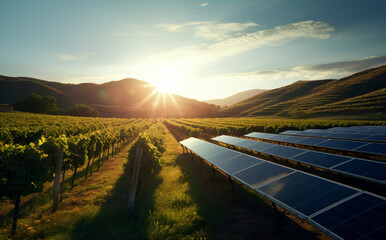 a solar power array in the vineyard