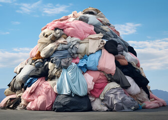 pile of and waste are stacked in a pile by the road