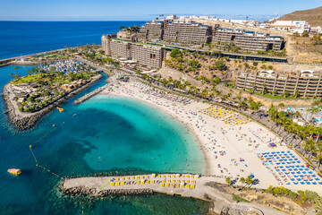 Aerial view of the Playa de la Verga beach, Gran Canaria, Canary Islands, Spain