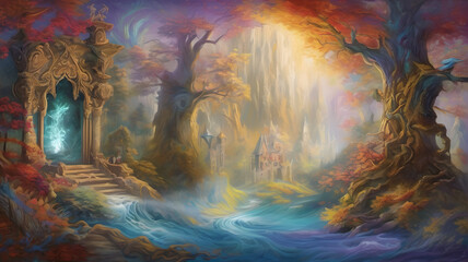 fantasy landscape watercolor painting art