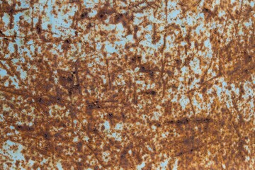 White steel surface Weathered, there are brown rust spots all over the surface, it is rough, the background is rusty. abstract background.