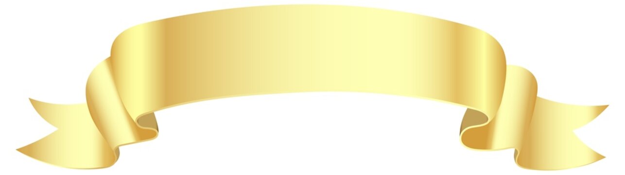Gold ribbon banner  isolated on black background. Christmas ribbons banners set.