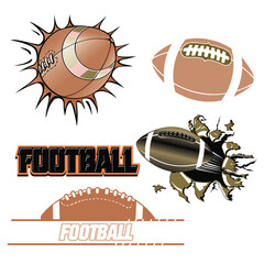 American football rugby ball set