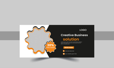 Professional business facebook cover page timeline web ad banner template with photo place modern layout white background .