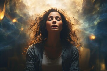 Woman emotionally releasing past traumas during cathartic psychoanalytic therapy session 