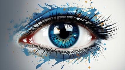 EMDR therapy tools and abstract eye illustration background with empty space for text 