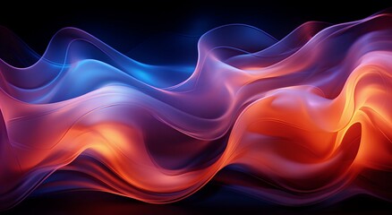 Abstract Waves of Color Transitioning from Cool Blues to Warm Reds in Fluid Motion