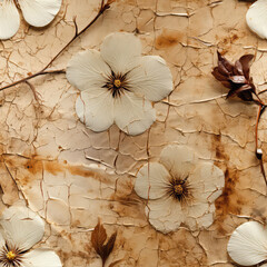 Seamless vintage leather flowers decoration background, ai design