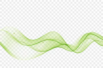 Foto op Plexiglas Abstract wave of green color, transparent flow of green lines, design element. © lesikvit