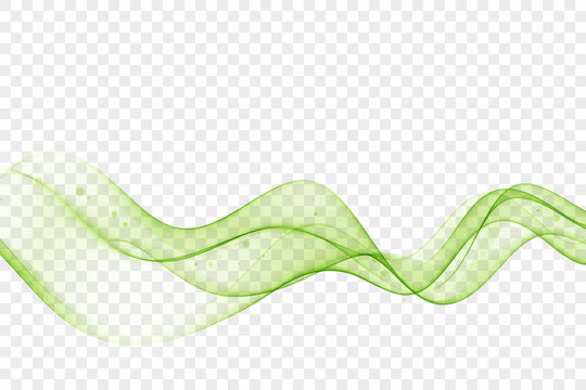 Abstract wave of green color, transparent flow of green lines, design element.