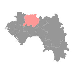 Labe region map, administrative division of Guinea. Vector illustration.