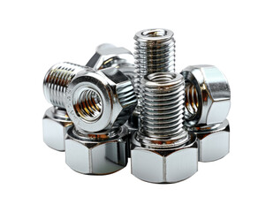 Nuts and bolts isolated on white background. Clipping path included.