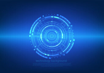 Blue circle and line technology abstract technology innovation concept vector background and glowing light