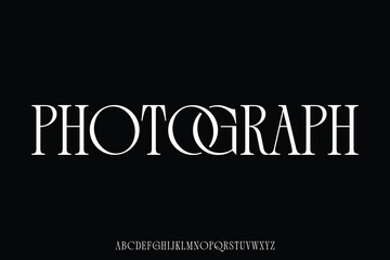 Elegant minimalist photograph alphabet display font vector. Unique serif ligature typography style