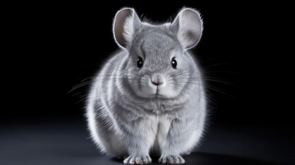 black and white rabbit, Chinchilla on black background