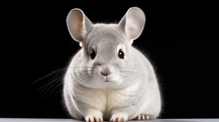 black and white rabbit, Chinchilla on black background