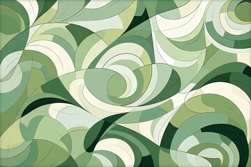 Green leaves background. Luxury beige and green abstract pattern, summer or spring nature ornament. Modern green mosaic. Art deco style. Elegant luxury wallpaper or banner