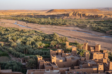Ait Ben Haddou oasis village next to the Draa river at the gates of the Sahara Desert in Morocco