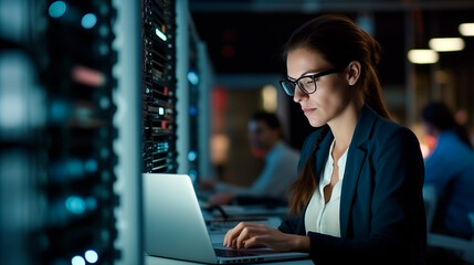 Lady Employed in Data Center