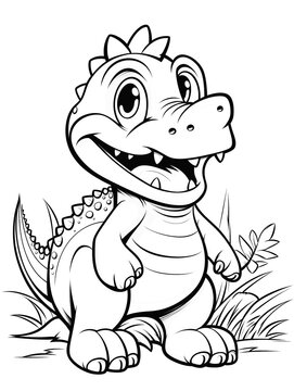 cute tyrannosaurus rex dinosaur vector illustration for coloring books for adults or children. KDP Business possibilities with great pictures without greyscale. 