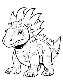 cute dinosaur Triceratops vector illustration for coloring books for adults or children. KDP Business possibilities with great pictures without greyscale. 