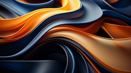 Textur aus geschwungenen Wellen Elementen in den Farben blau, gelb und orange - obrazy, fototapety, plakaty