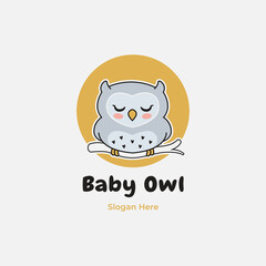 Baby owl logo, baby store and baby shop