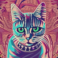 Obraz premium A cat vector ,cat T-Shirt , Kitty T-Shir with green eyes design vector illustration for use in design and print poster canvas.eps