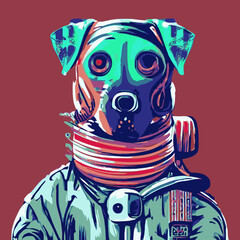 A dog vector , cute dog wearing a mask design vector illustration for use in design and print poster canvas.eps