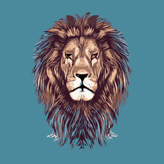 A lion with a blue background design vector illustration for use in design and print poster canvas.eps