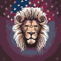 A lion with a flag american design vector illustration for use in design and print poster canvas.eps