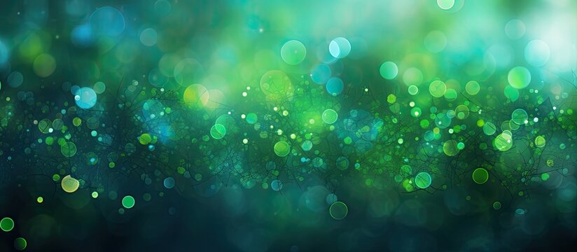 In the backdrop of natures vibrant greens and colorful bokeh an abstract pattern emerges highlighting the interplay of light and texture creating a stunning wallpaper adorned with bright and