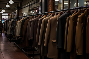 A fashionable retail boutique offering a diverse collection of fall clothing.