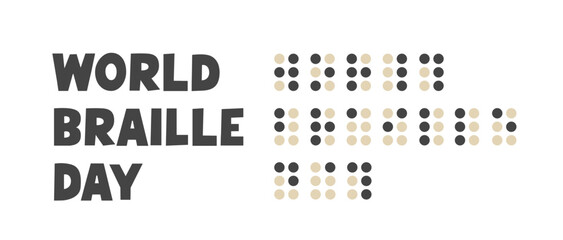 World Braille Day in braille. Braille day banner.