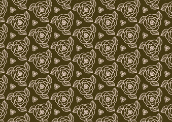 Cream floral graphic on abstract brown geometric shapes