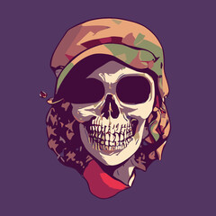 A skull wearing a hat design vector illustration for use in design and print poster canvas.eps