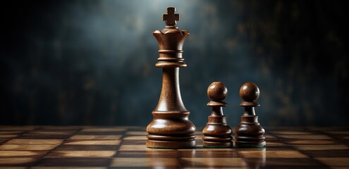 Generative AI, Chess pieces on a chessboard, intellectual game