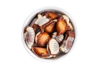 seashells candy chocolate sweet dessert eating meal food snack on the table copy space food background rustic top view