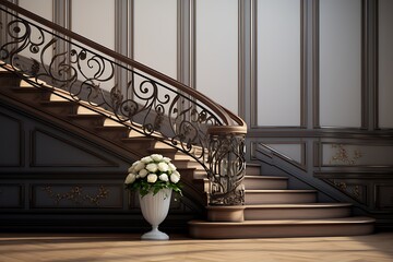Creative staircase design for interior. Building concept