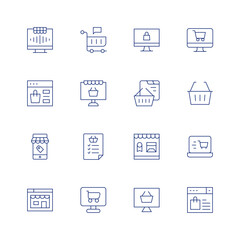 E-commerce icon set. Thin line icon. Editable stroke. Containing buy, online shopping, marketplace, shopping, online order, ecommerce, shopping list, buy online, shopping basket, online shop.