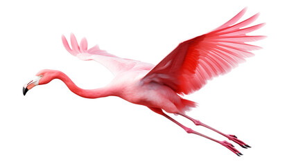 flying flamingo, isolated