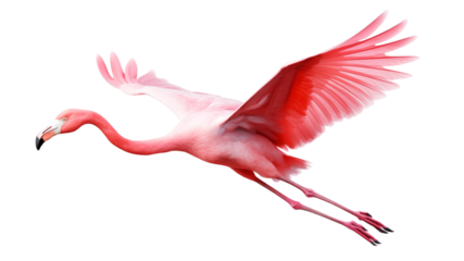 flying flamingo, isolated
